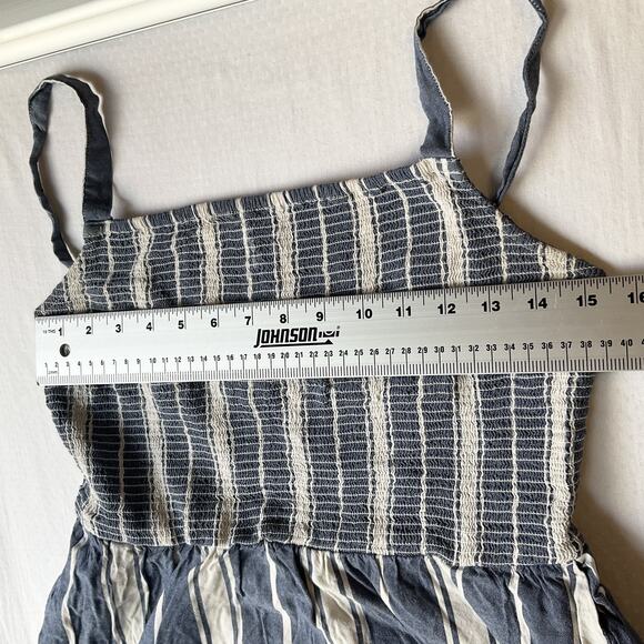 Old Navy Women Midi Dress M Blue Striped Sundress Sleeveless Cami Pockets - Picture 4 of 10